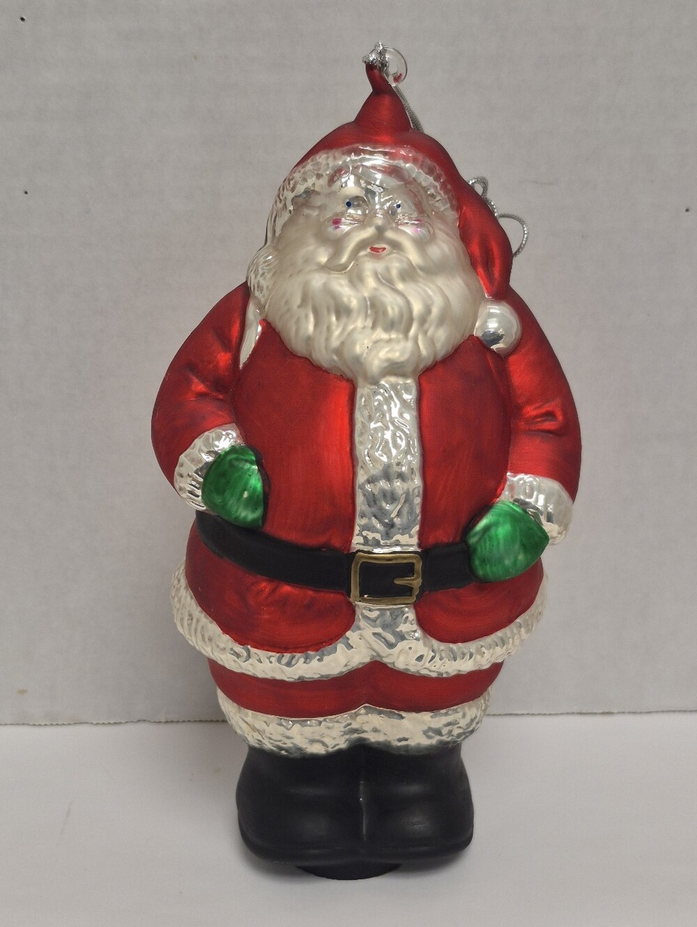 9 " Handblown Glass Santa Claus Ornament With Glitter Accents By Department 56
